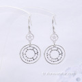 Bijoux Boho Grand Blanc CZ 925 Boucles d&#39;oreilles en argent